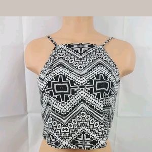 Express Tie Back Cropped Halter Tank Top Blouse